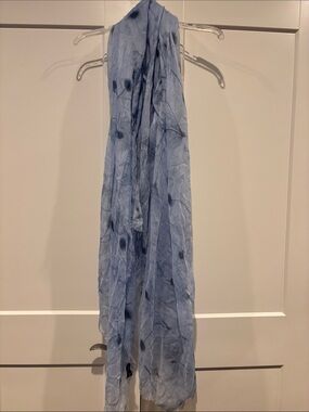 Zara Pale Blue Floral Sheer Scarf